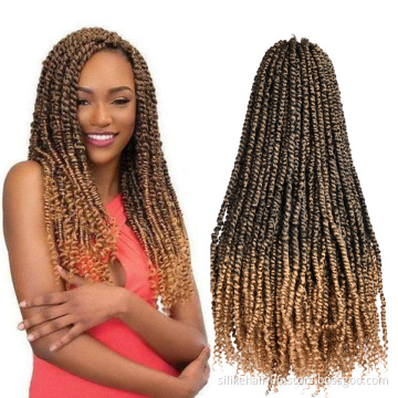 High Quality 24Inch Long Ombre Black Brown Pre-Twisted Spring Bomb Passion Twist Crochet Braiding Bulk Synthetic Hair Extensions